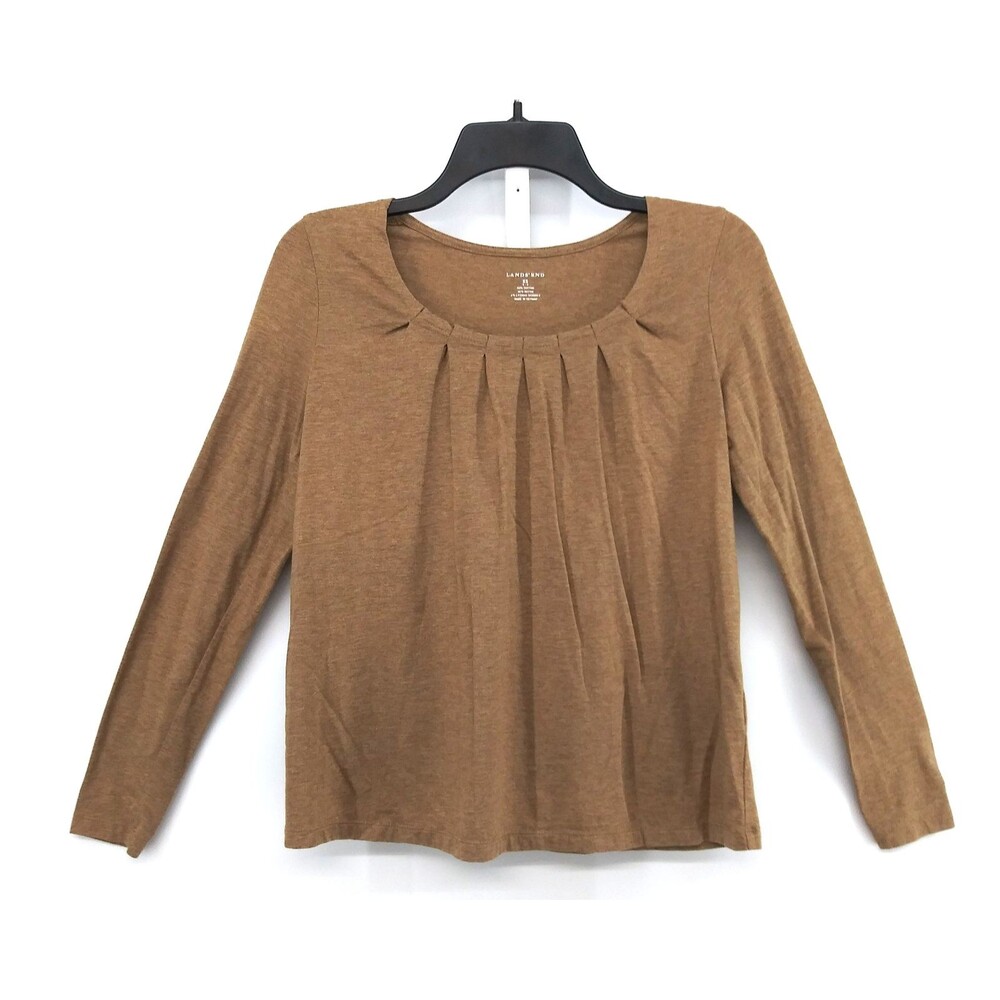 Lands End Shirt Women Size XS Brown Long Sleeve Lightweight Casual Pullover Top